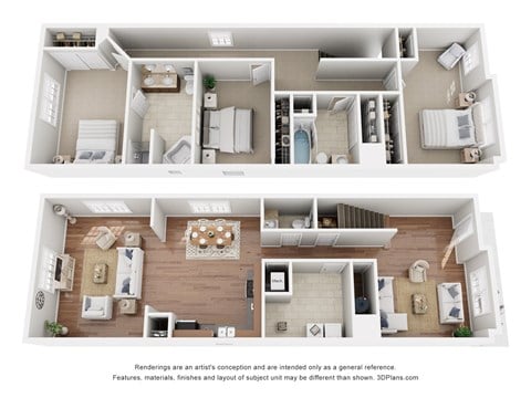 Floor plan for 3 beds, 2.5 baths, 1722 sqft
